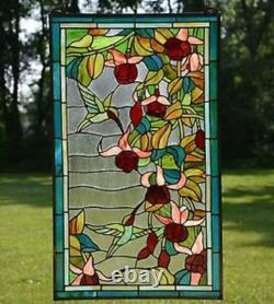 Tiffany stained glass Hummingbirds Design Window Panel suncatcher 20x32