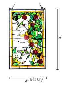 Tiffany stained glass Hummingbirds Design Window Panel suncatcher 20x32