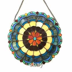 Tiffany-style Stained Glass Window Panel Multi Colors Round 18 Diameter