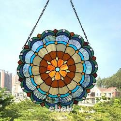 Tiffany-style Stained Glass Window Panel Multi Colors Round LAST ONE THIS PRICE