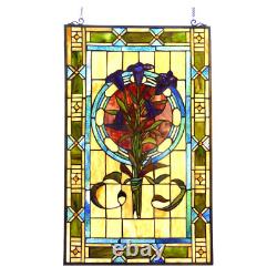 Tiffany style Tulips Stained Glass Window Panel 20x32