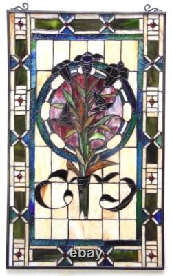 Tiffany style Tulips Stained Glass Window Panel 20x32