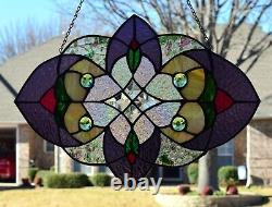 Tiffany style stained glass window panel, 21 x 14