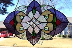 Tiffany style stained glass window panel, 21 x 14