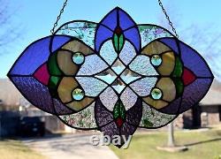 Tiffany style stained glass window panel, 21 x 14