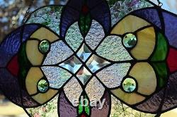 Tiffany style stained glass window panel, 21 x 14