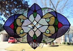 Tiffany style stained glass window panel, 21 x 14