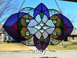 Tiffany style stained glass window panel, 21 x 14