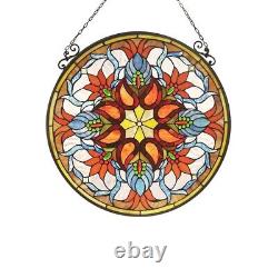 Tiffany style victorian Stained Glass Window Panel 23.2