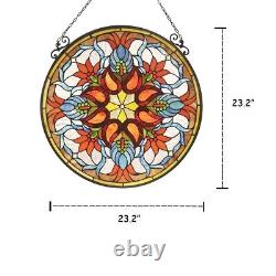 Tiffany style victorian Stained Glass Window Panel 23.2