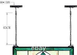 Timeless 35 Blue Stained Glass Window Hanging with Brass Frame Indoor Use NEW