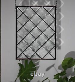Totally Beveled Stained Glass Panel, Window Hang 17 1/2x 13 1/8