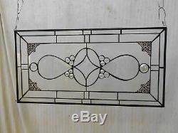 Traditional Vintage Look Bevel & Stained Glass Panel, Antique Home Decor Window