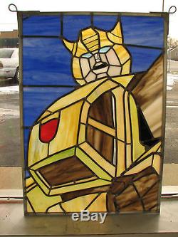 Transformers G1 Autobot Bumblebee Leaded Stained Glass Panel