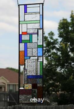 Transom, Sidelight 36 5/8 x 9 3/4 -Stained Glass Panel Color Attraction