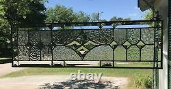 Transom Stained Glass Window Panel withBevels Clear Glass Textures, approx. 24 x 7