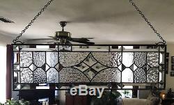 Transom Stained Glass Window Panel withBevels -Clear Textures, apprx size 24 x 7