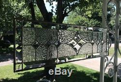 Transom Stained Glass Window Panel withBevels -Clear Textures, apprx size 24 x 7