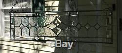 Transom Stained Glass Window Panel withBevels -Clear Textures, apprx size 24 x 7