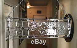 Transom Stained Glass Window Panel withBevels -Clear Textures, apprx size 24 x 7