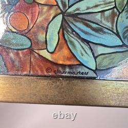 Tree Of Life Stained Glass Panel Signed Louis C. Tiffany. Reproduction. 13X9