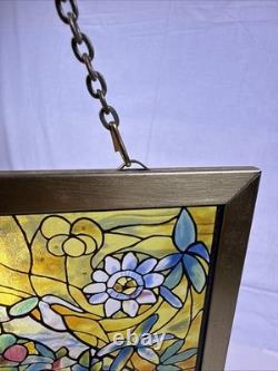 Tree Of Life Stained Glass Panel Signed Louis C. Tiffany. Reproduction. 13X9