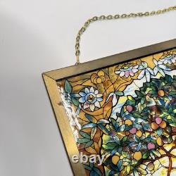 Tree Of Life Stained Glass Panel Signed Louis C. Tiffany. Reproduction. 13X9