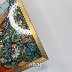 Tree Of Life Stained Glass Panel Signed Louis C. Tiffany. Reproduction. 13X9