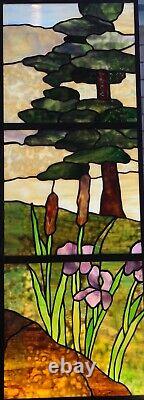 True Tiffany Style Stained Glass & Fired Painted Door Sidelight