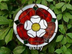 Tudor Rose Round Stained Glass Window Panel 10