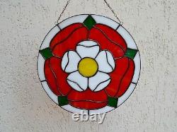 Tudor Rose Round Stained Glass Window Panel 10