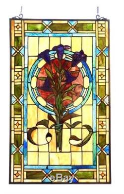 Tulip Floral Stained Glass Hanging Window Panel Home Decor Suncatcher 20 x 32