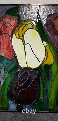 Tulip's-Stained Glass Window Panel-24 3/8 X 20 7/8 HMD-US