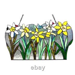 Tulips Floral Tiffany Style Stained Glass Window Panel Spring Decor Flowers