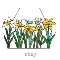 Tulips Floral Tiffany Style Stained Glass Window Panel Spring Decor Flowers