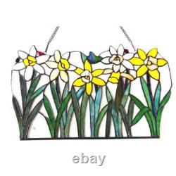 Tulips Floral Tiffany Style Stained Glass Window Panel Spring Decor Flowers