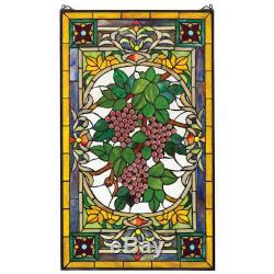 Tuscan Cabochon 34 Grapes Hand Crafted Stained Glass Window Art Panel