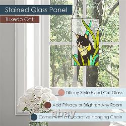 - Tuxedo Cat Stained Glass Window Panel