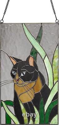 - Tuxedo Cat Stained Glass Window Panel