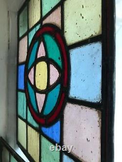 Two Matching Stained Glass Period Leaded Panels 40X47cm each