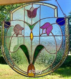 Unique Stained Glass Victorian panel 19x18