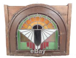 Unique Vintage Arched Stained Glass Window Panel (2828)NJ