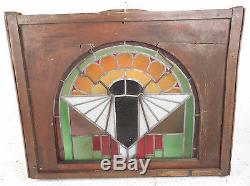 Unique Vintage Arched Stained Glass Window Panel (2828)NJ