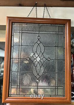 Unique Vintage Framed Stained Glass Window Panel