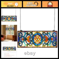 VEVOR Stained Glass Hanging Window Panel, Tiffany Style, 35.1 x 12.9 in