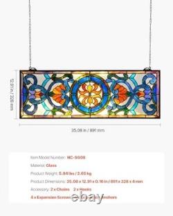 VEVOR Stained Glass Hanging Window Panel, Tiffany Style, 35.1 x 12.9 in