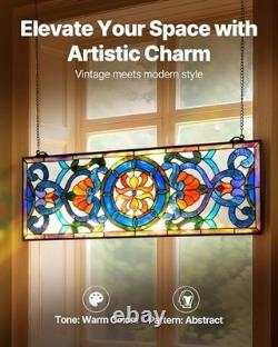 VEVOR Stained Glass Hanging Window Panel, Tiffany Style, 35.1 x 12.9 in