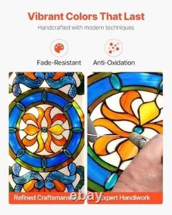 VEVOR Stained Glass Hanging Window Panel, Tiffany Style, 35.1 x 12.9 in