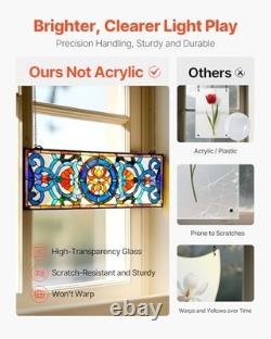 VEVOR Stained Glass Hanging Window Panel, Tiffany Style, 35.1 x 12.9 in