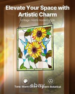 VEVOR Stained Glass Tiffany Style Hanging Window Panel with Chain 20 x 20 Inches